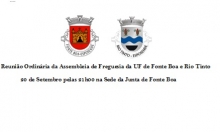 Sessão Ordinária da Assembleia de Freguesia - 20 de setembro pelas 21h